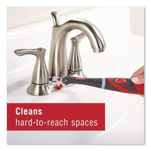 Rubbermaid Cordless Battery Power Scrubber, 12.68″ Brush, 7″ Red/Black Handle