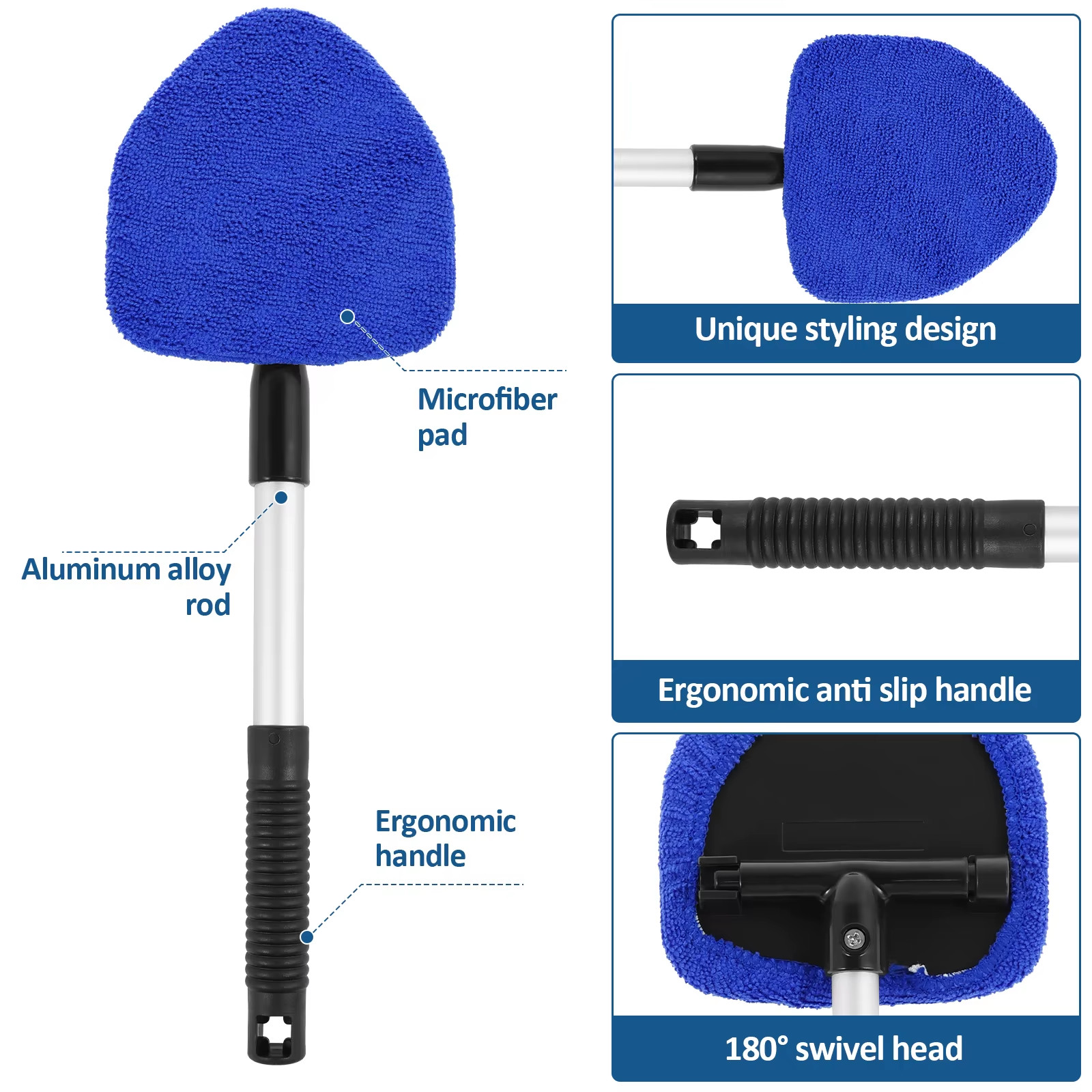 Windshield Cleaning Tool Kit Car Window Glass Wiper Cleaner Brush Pad Extendable