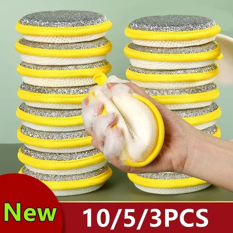 Double-Sided Scouring Pads Dish Pan Washing Sponge Kitchen Cleaning Tool