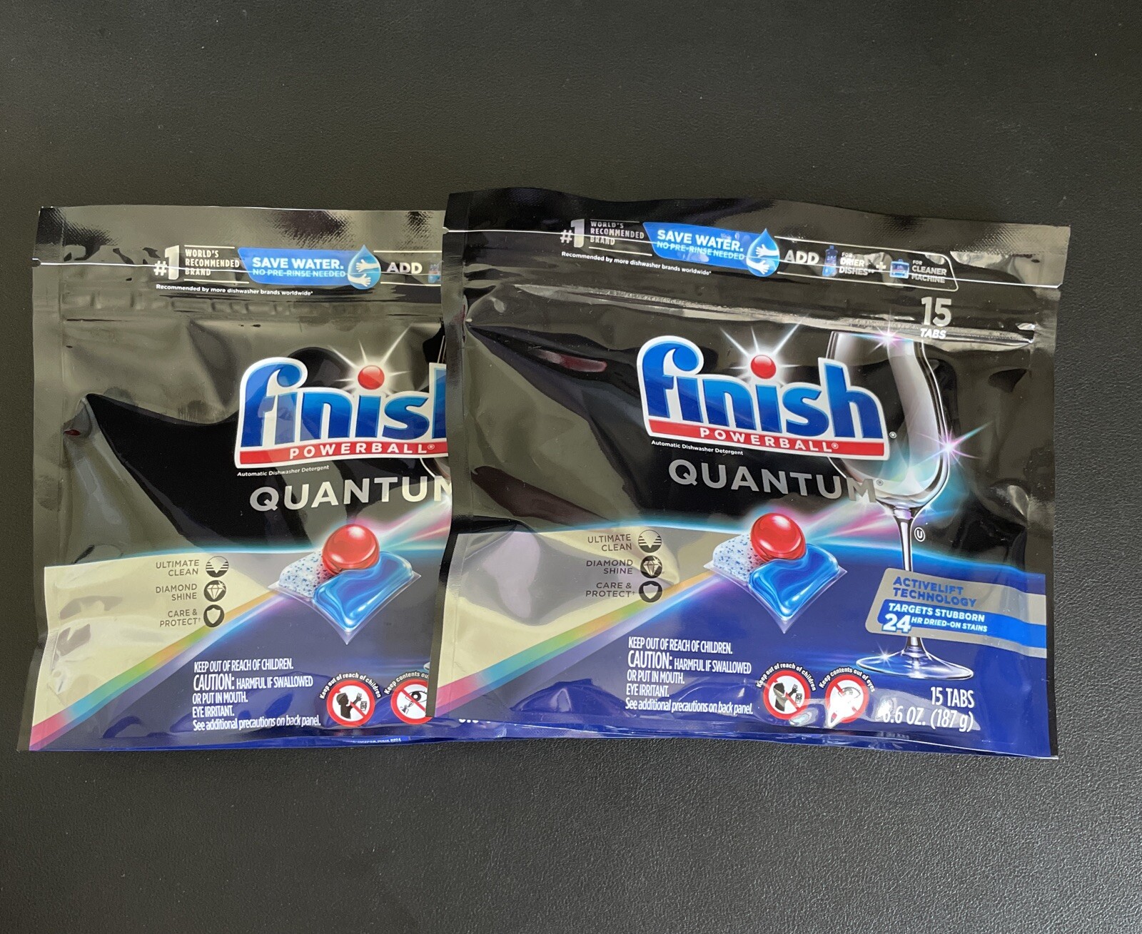 2x Finish Powerball Quantum Dishwasher Detergent 15 Tabs Each No Pre Rinse