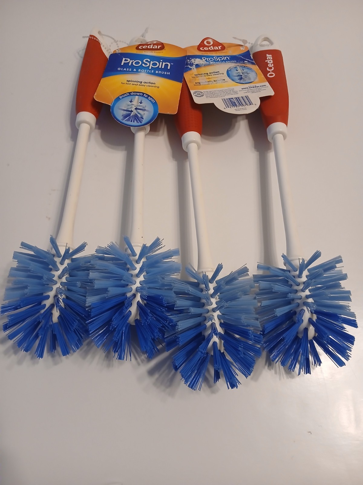 (Lot of 4) O-Cedar ProSpin Bottle & Glass Brush (Spinning Action for Bottles)