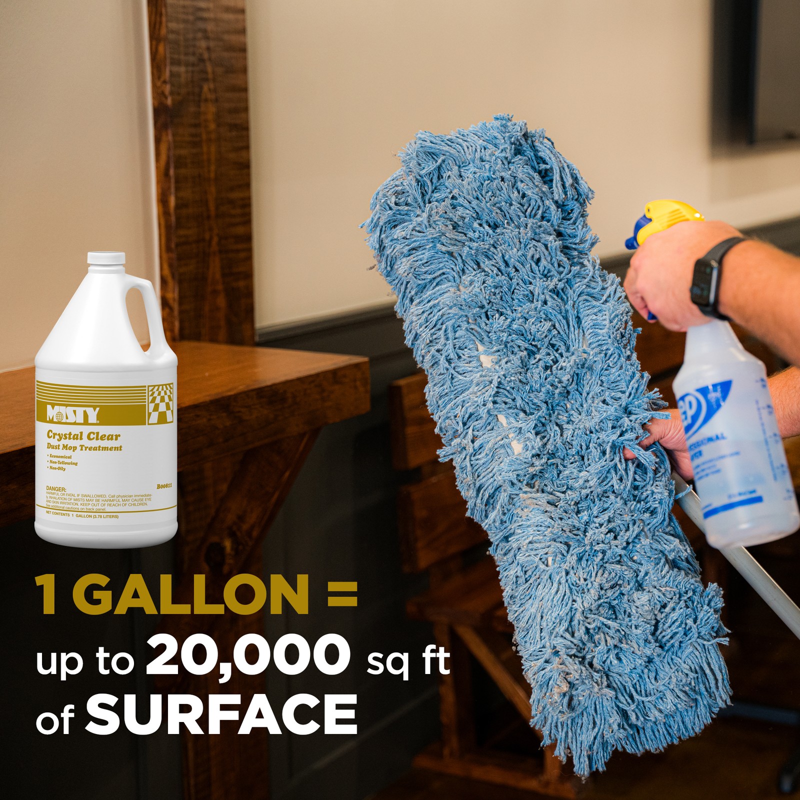 MISTY Crystal Clear Dust Mop Treatment – 1 Gallon (Case of 4) 1003411 – Helps in