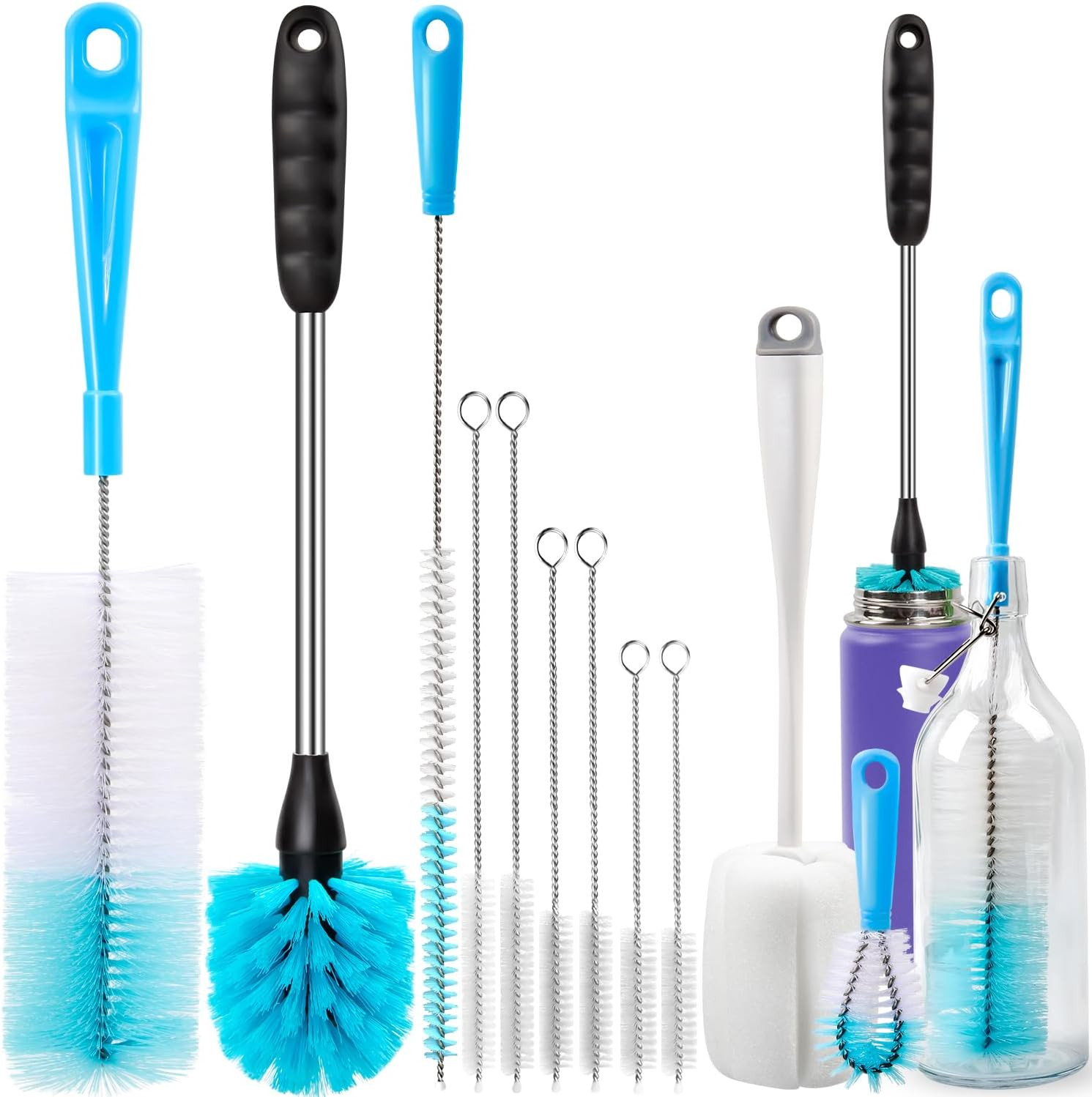 Bottle Brush Tube Cleaning Lab Set with Long Handle, Cup Cleaner for Washing Nar