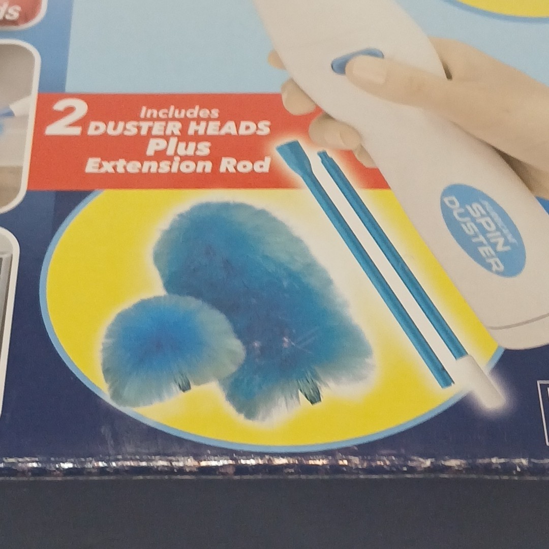 Hurricane Spin Duster Motorized Dust Wand w/3ft Extension For Ceiling Fans NIB