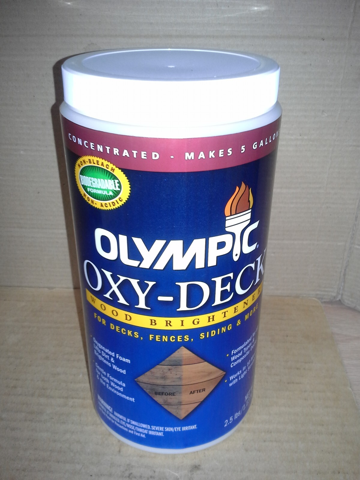 olympic 2.5 Pounds Oxy Deck Deck Cleaner -Siding-Wood Brightener. NOS