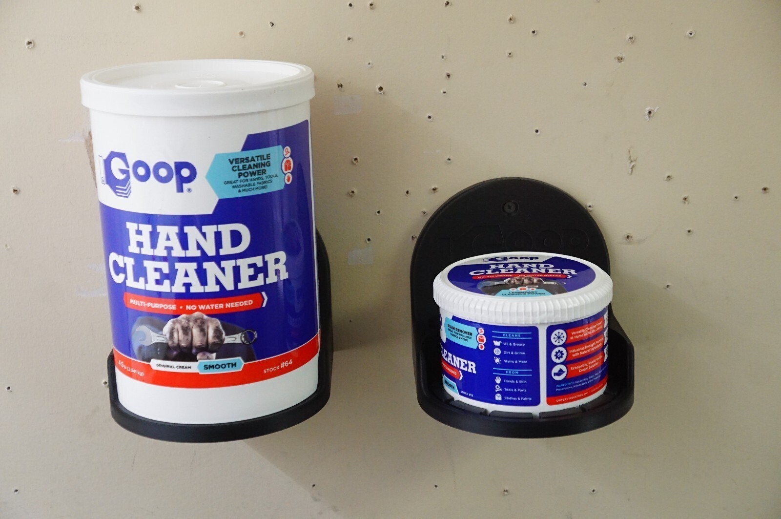 Heavy Duty Wall Mount Holder Bracket for GOOP Hand Cleaner, 4.5lb or 14oz