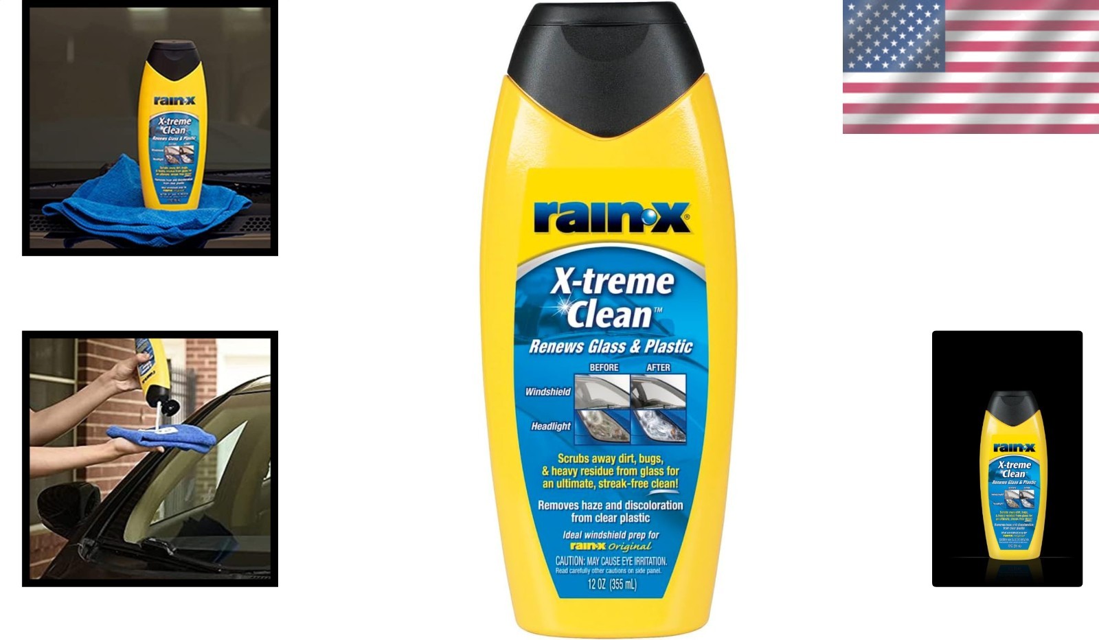 Rain X 12oz X-treme Clean Glass Cleaner Restores Headlights Unscented Dye Free