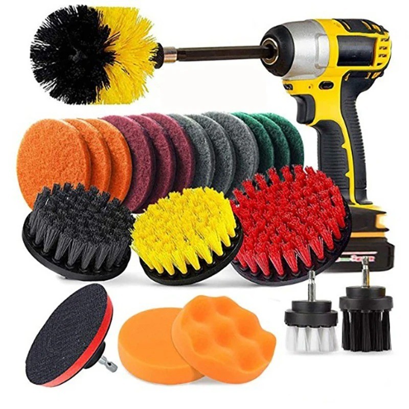 3 Piece Drill Brush Set + 11 Piece Drill Brush Attachment + Carry Bag SHIPS FREE