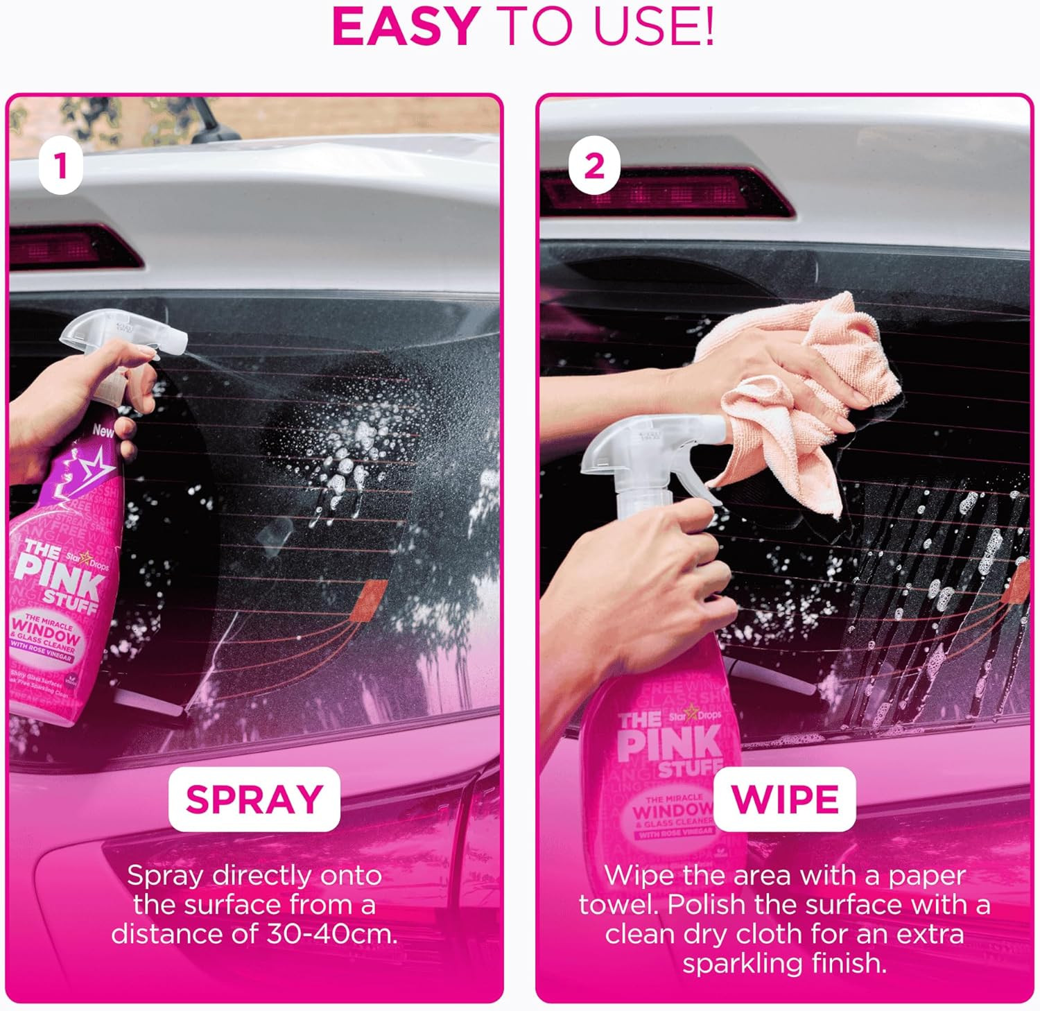 The Pink Stuff Stardrops Miracle Window and Glass Cleaner with Rose Vinegar Spra
