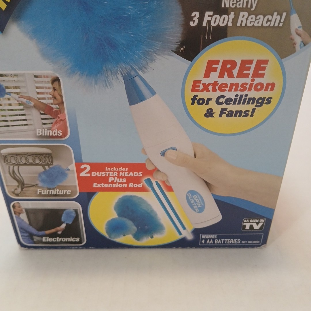 Hurricane Spin Duster Motorized Dust Wand w/3ft Extension For Ceiling Fans NIB