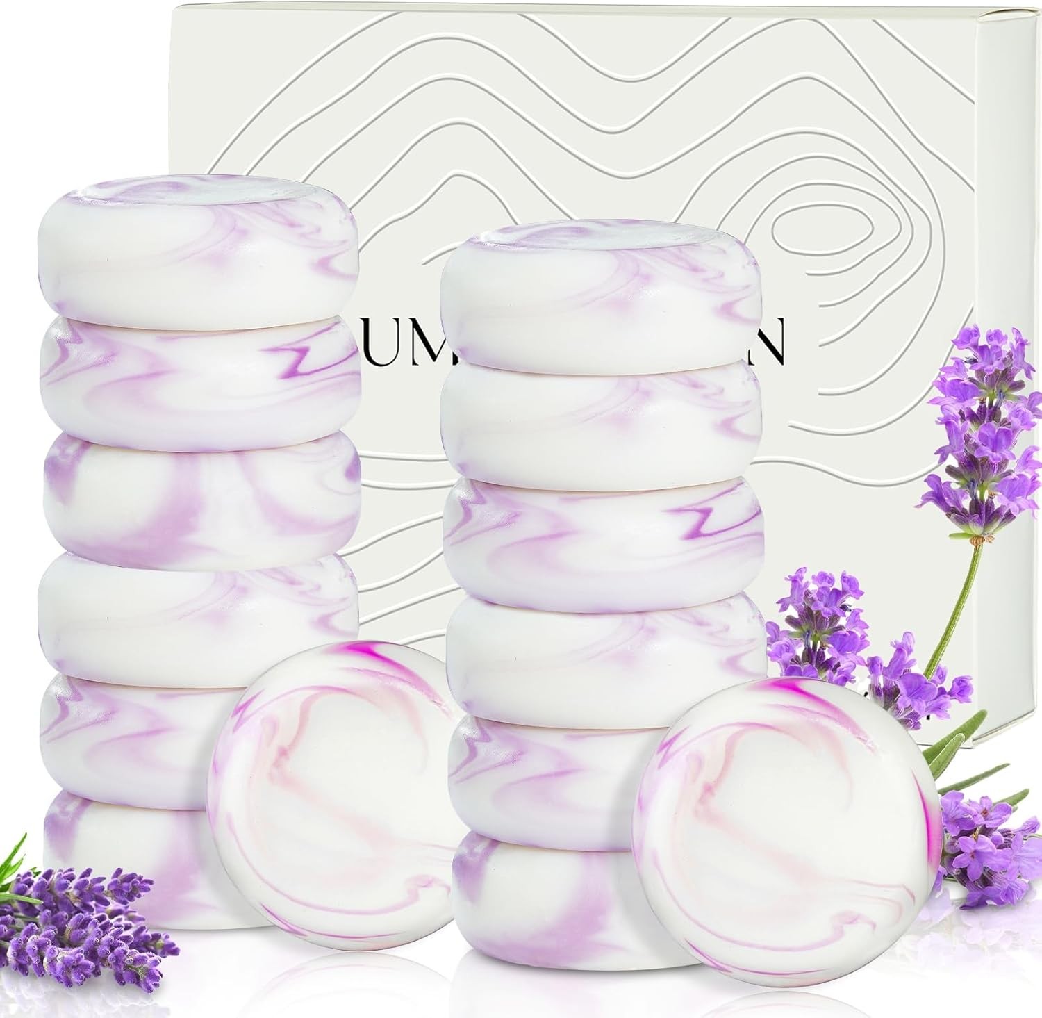 14 Pa Travel Size Lavender Soap, Indivily Wrapped Handmade 4-In-1