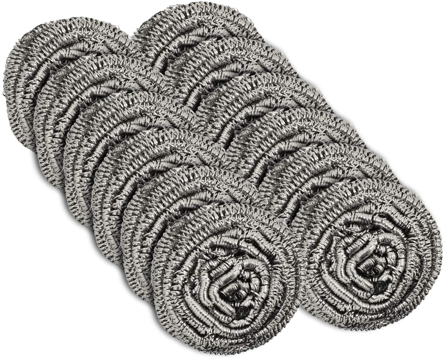12 Pack Stainless Steel Scourers by Scrub It â€“ Steel Wool Scrubber Pad used f