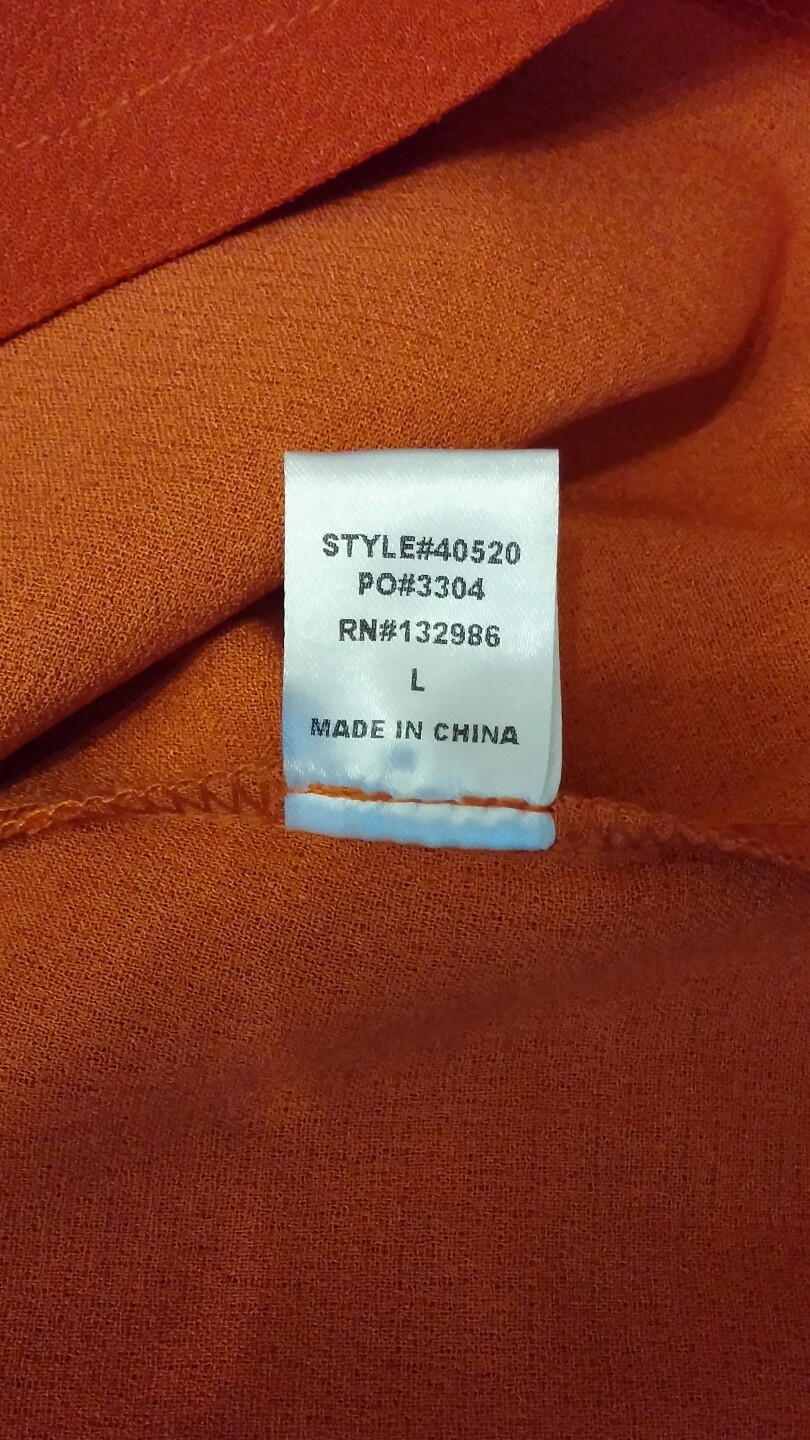 MITTOSHOP CASUAL DRESS 40520 RUST SIZE LARGE NWT POLYESTER WASH COLD LINE DRY DR