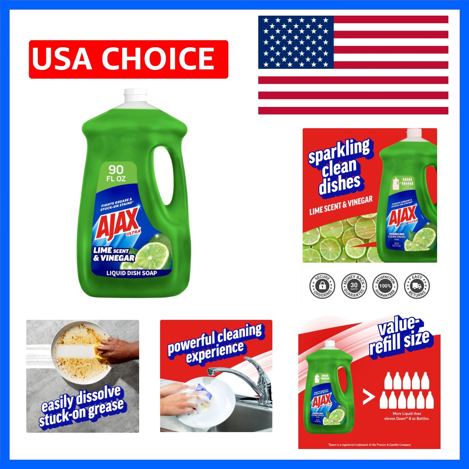 Ultra Liquid Dish Soap Vinegar and Lime Scent, Sparkling Clean Dishes, 90 fl …