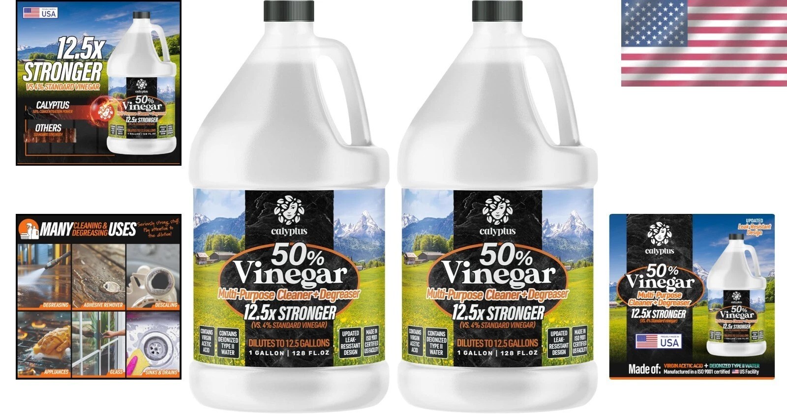 Ultra-Powerful 50% Vinegar Concentrate – Dilutes for Superior Cleaning, 2 Gallon