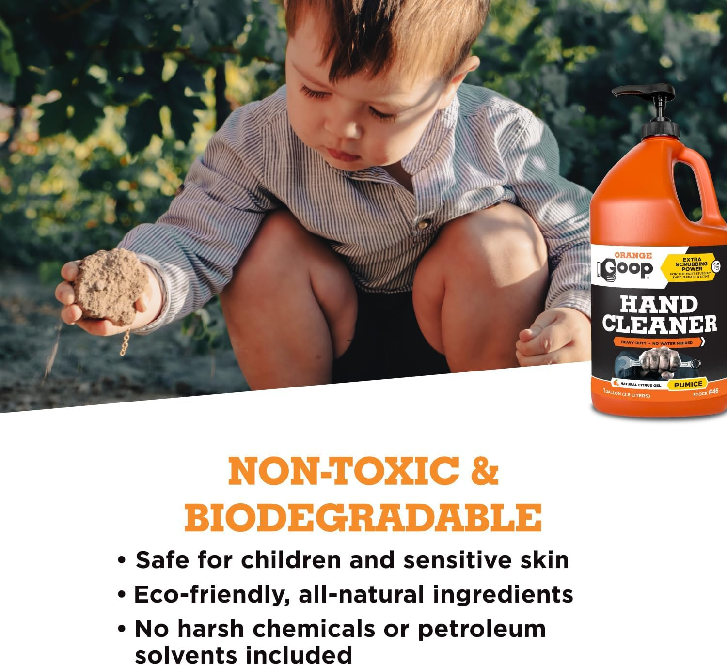 Orange Liquid with Pumice Multi-Purpose Waterless Hand Cleaner – 1 Gallon Pump B
