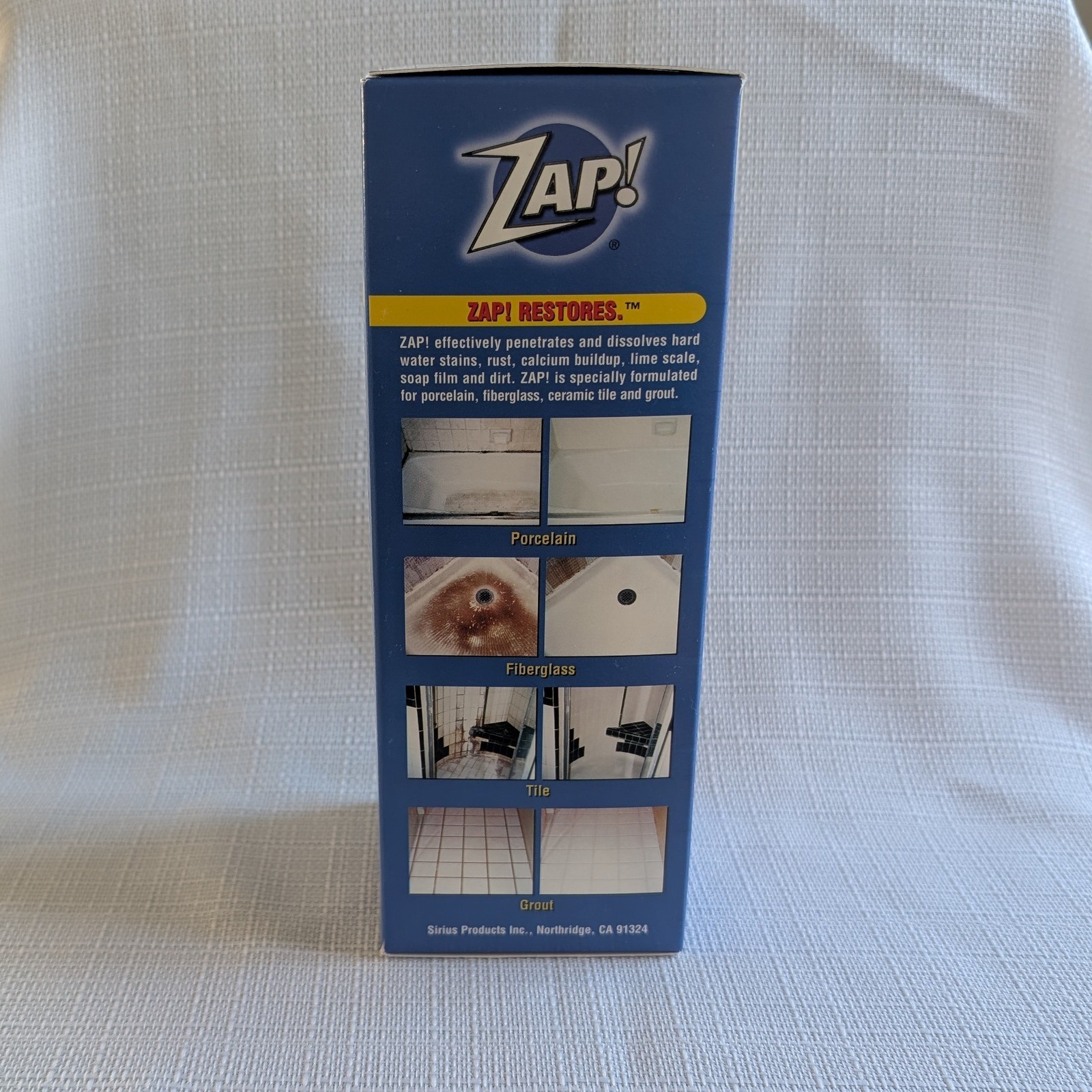 ZAP! Professional Porcelain Fiberglass Tile & Grout Restorer 16oz. New in Box