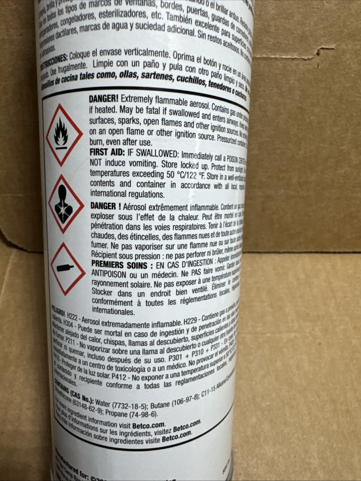 Betco Stainless Steel Cleaner & Polish, 16 Oz, Aerosol Can Protects