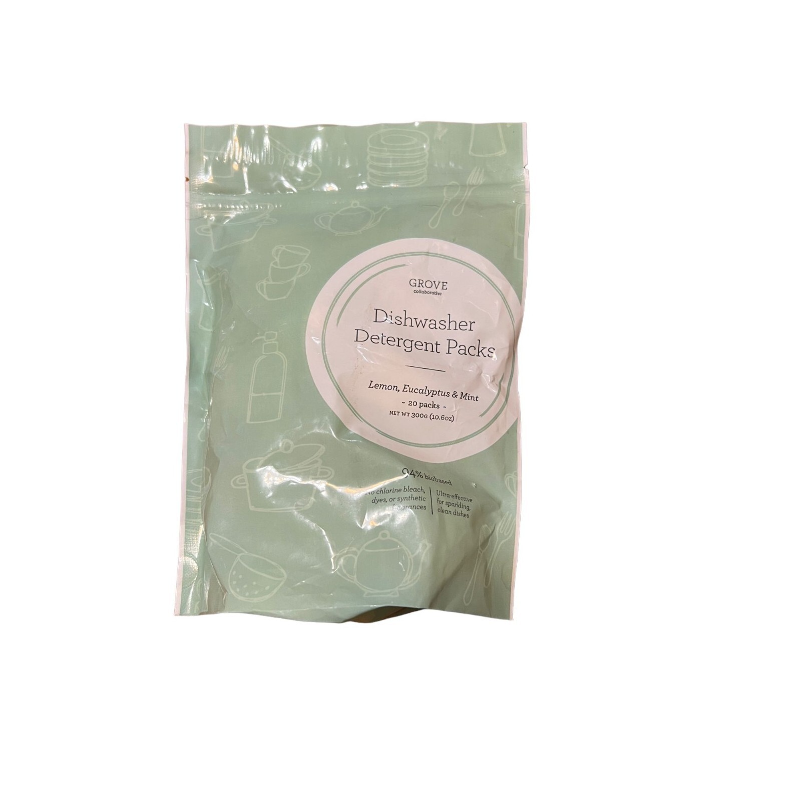 Grove Dishwasher Detergent Packs Lemon Eucalyptus Mint 20 packs new