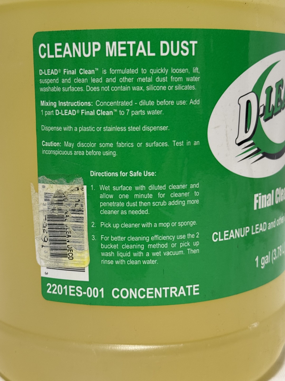 D-Lead Final Clean Concentrate 1 Gallon Lead Metal Dust Cleanup Cleaner Jug New