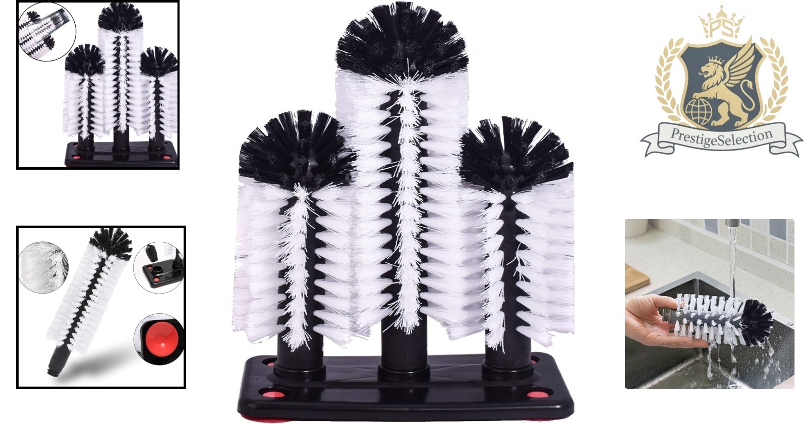 Durable Nylon Brush with Suction Base for Effortless Glass & Bottle Cleaning
