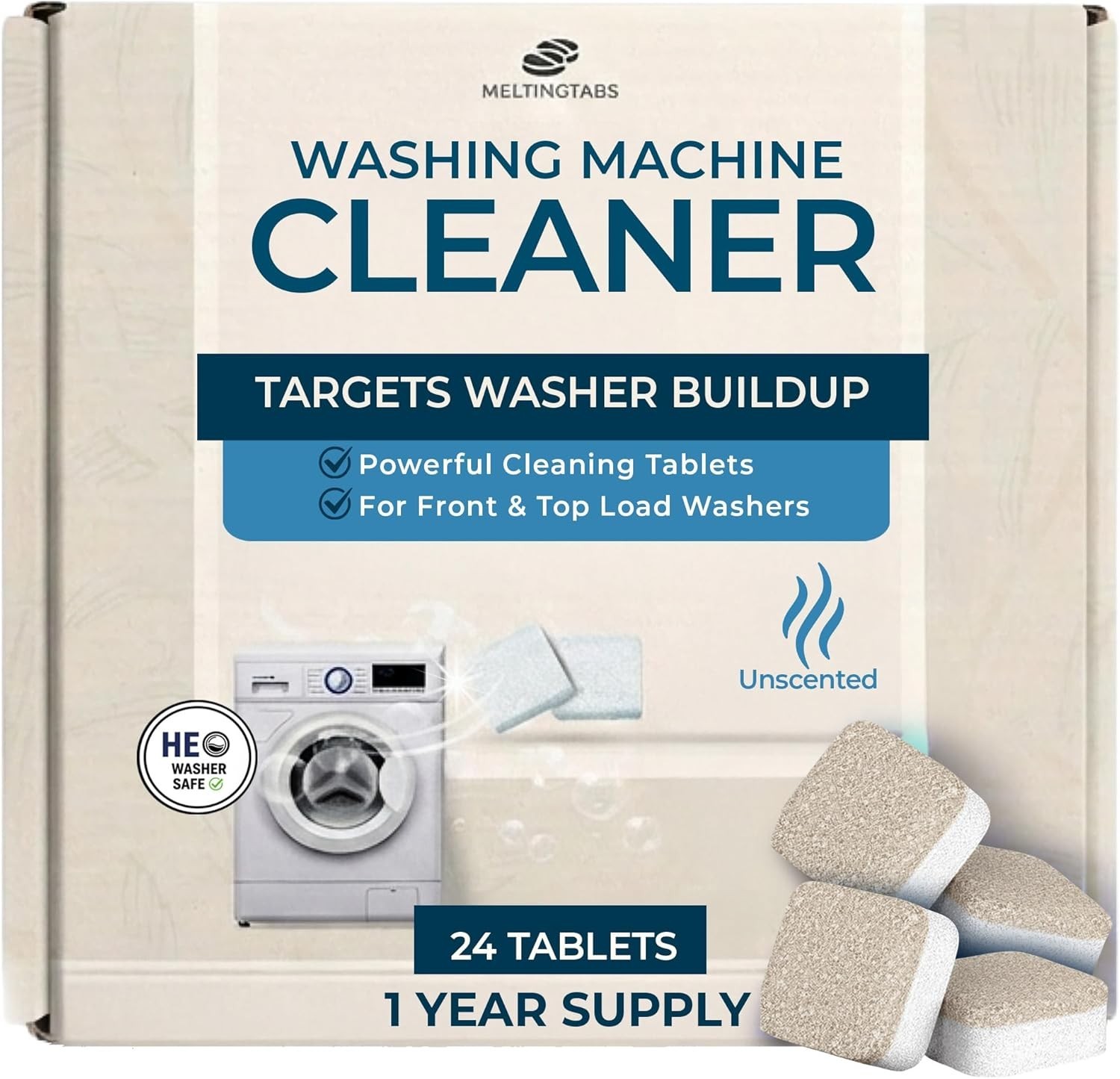 Washing Machine Cleaner Tablets, 24 Pack 12- Supply — Deep-Cleaning Descaler …
