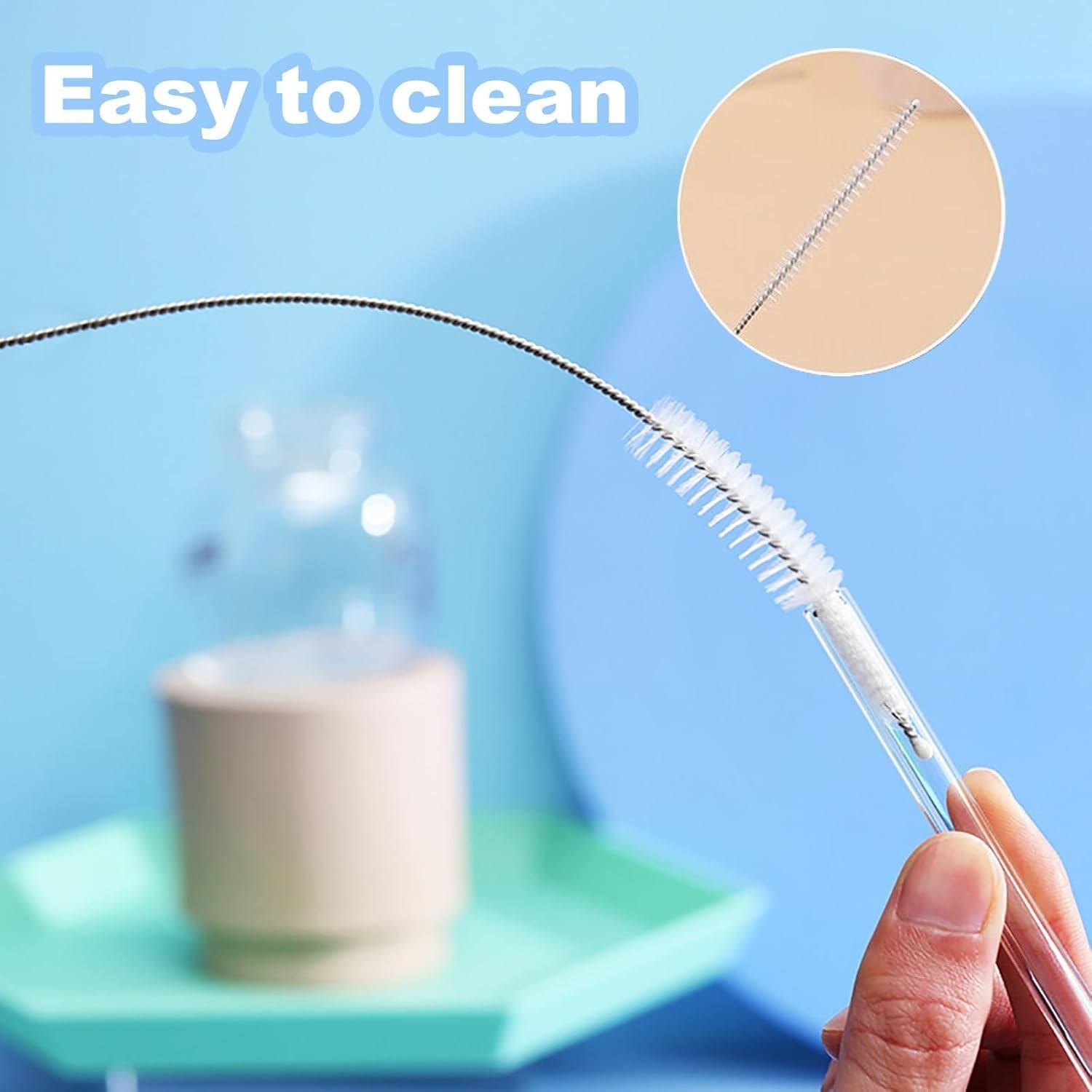 Straw Cleaner Brush for Stanley, 6pcs Reusable Extra Long Straw Cleaner for 40/3