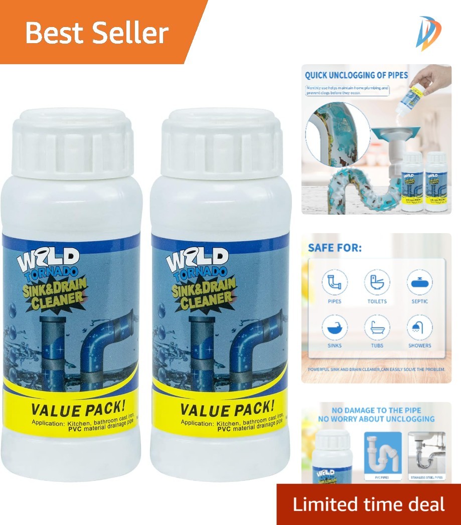 Dual Pack Wild Tornado Pipe Dredge – Effective Fast Foaming Sink Cleaner