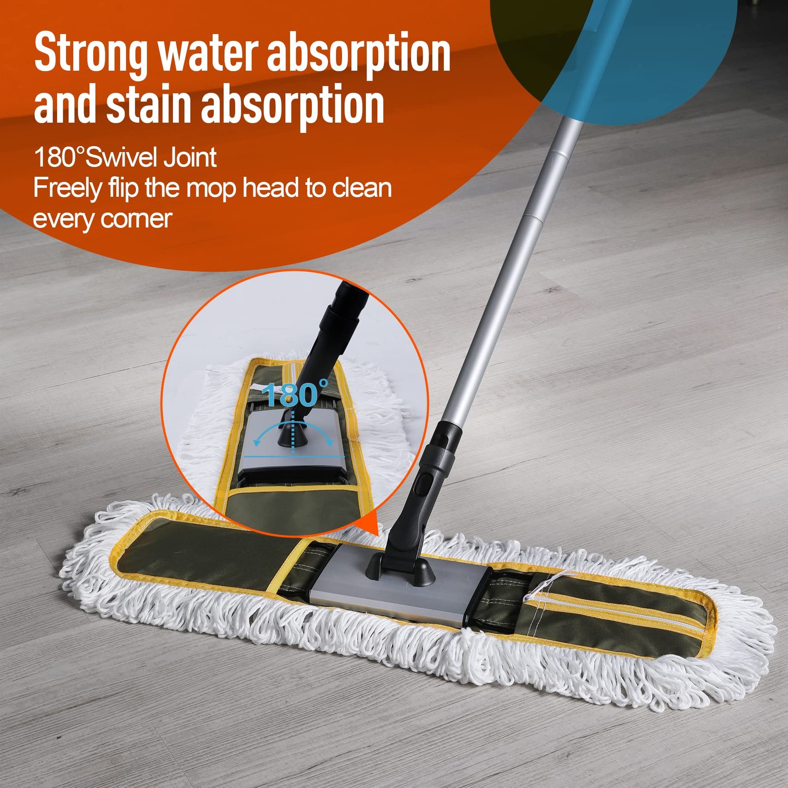 24″ Commercial Dust Mop for Floor Cleaning, Heavy Duty Floor Mop with 59” Ext…