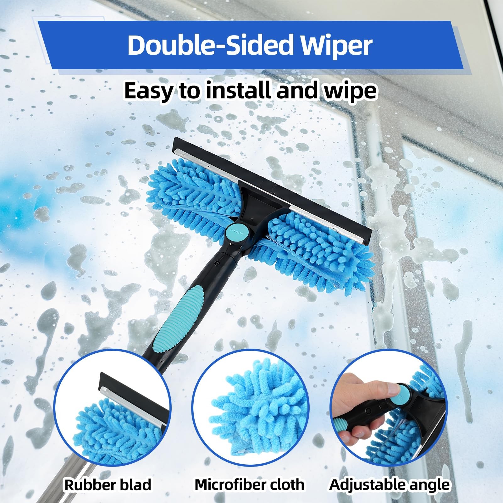 122” Window Washing Kit with Extension Pole, 2-in-1 Window Cleaning Kit with…