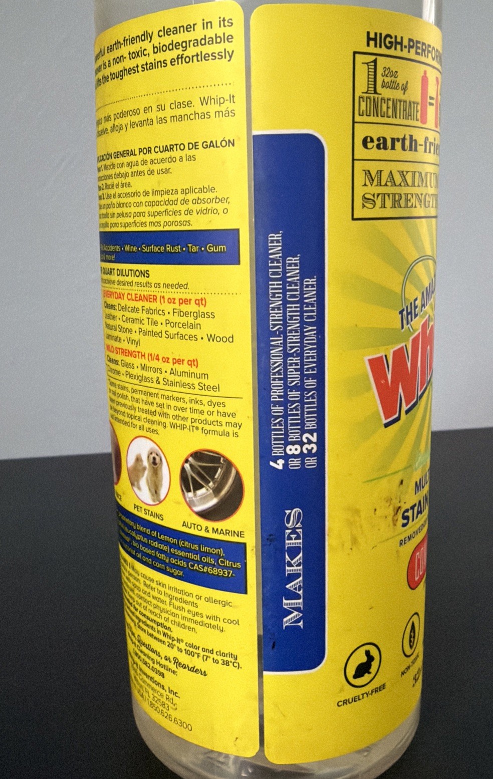 The Amazing Whip-It Multi Purpose Stain Remover Cleaner Concentrate 32 oz x 1