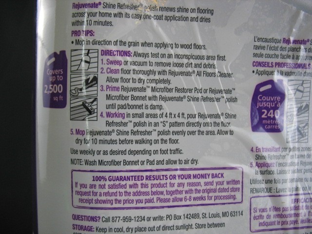 Rejuvenate Shine Refresher 1 Gallon One Step Floor Polish 128oz New and Sealed