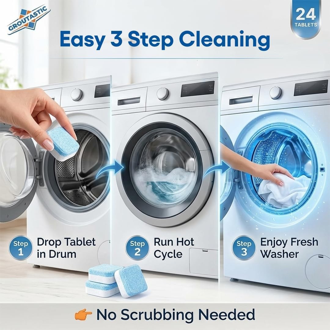Washing Machine Cleaner Tablets 24 Count – Descaler & Deep Cleaner for Front …