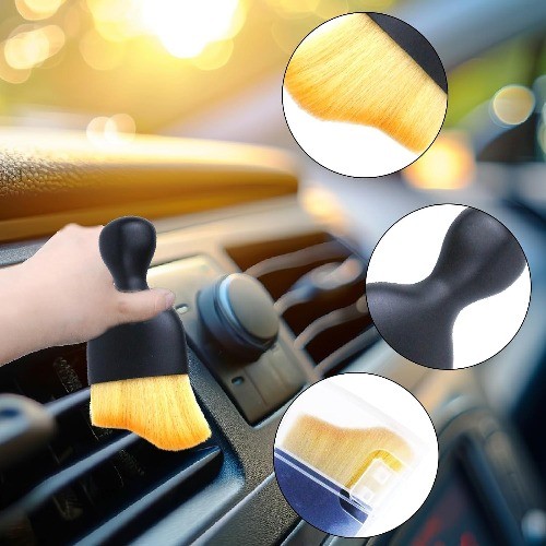 4 Pcs Auto Interior Dust Brush Set Soft Bristles Detailing Brush Color: Yellow