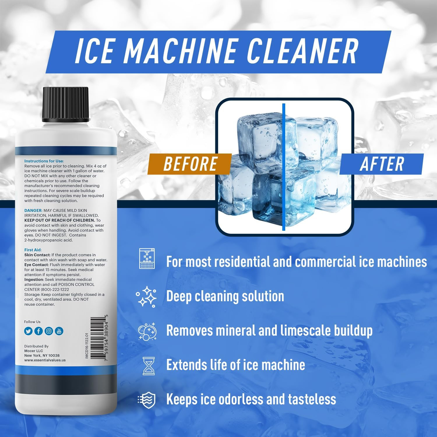 2-Pack Ice Machine Cleaner and Descaler 16 Fl Oz, Nickel Safe Descaler – Ice Mak
