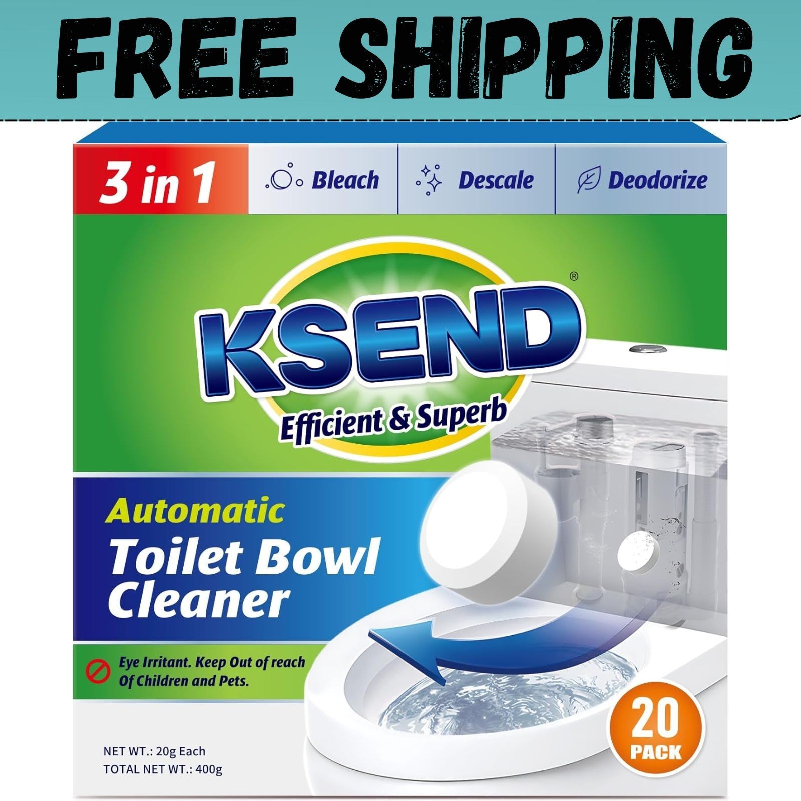 Toilet Bowl Cleaner Tablets 20 PCS – Automatic Toilet Bowl Cleaners with Bleach,