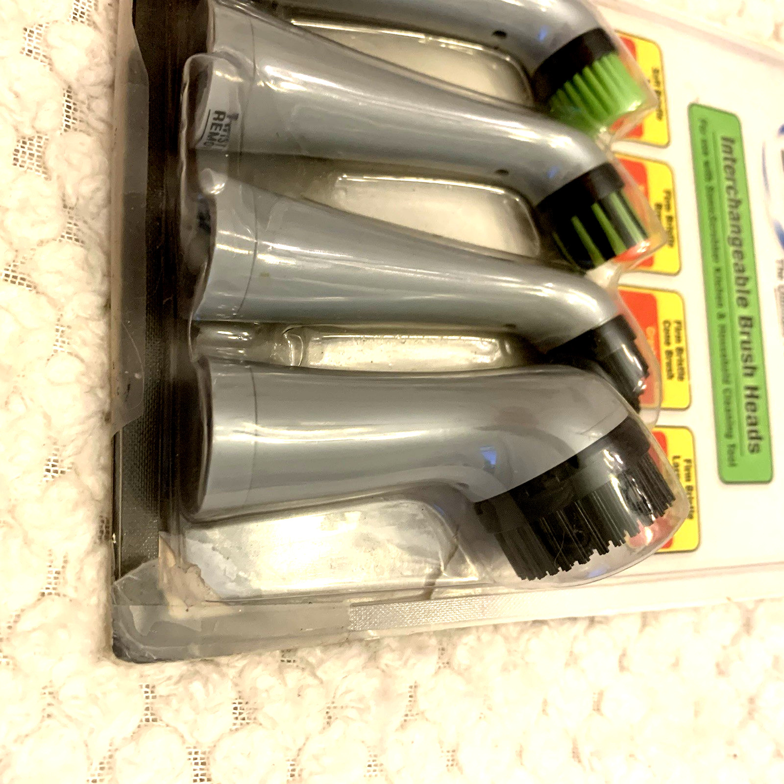 SONIC SCRUBBER 4 Pk Interchangeable Brush Heads Adaptive Power Cleaning Wash