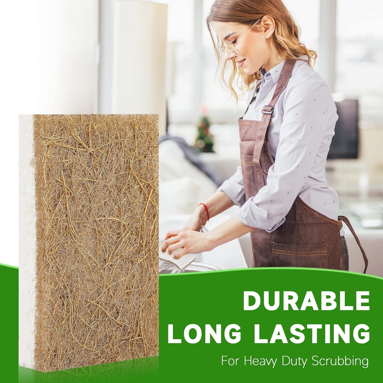 10 Pack Biodegradable Natural Sponges Kitchen – Compostable Cellulose and