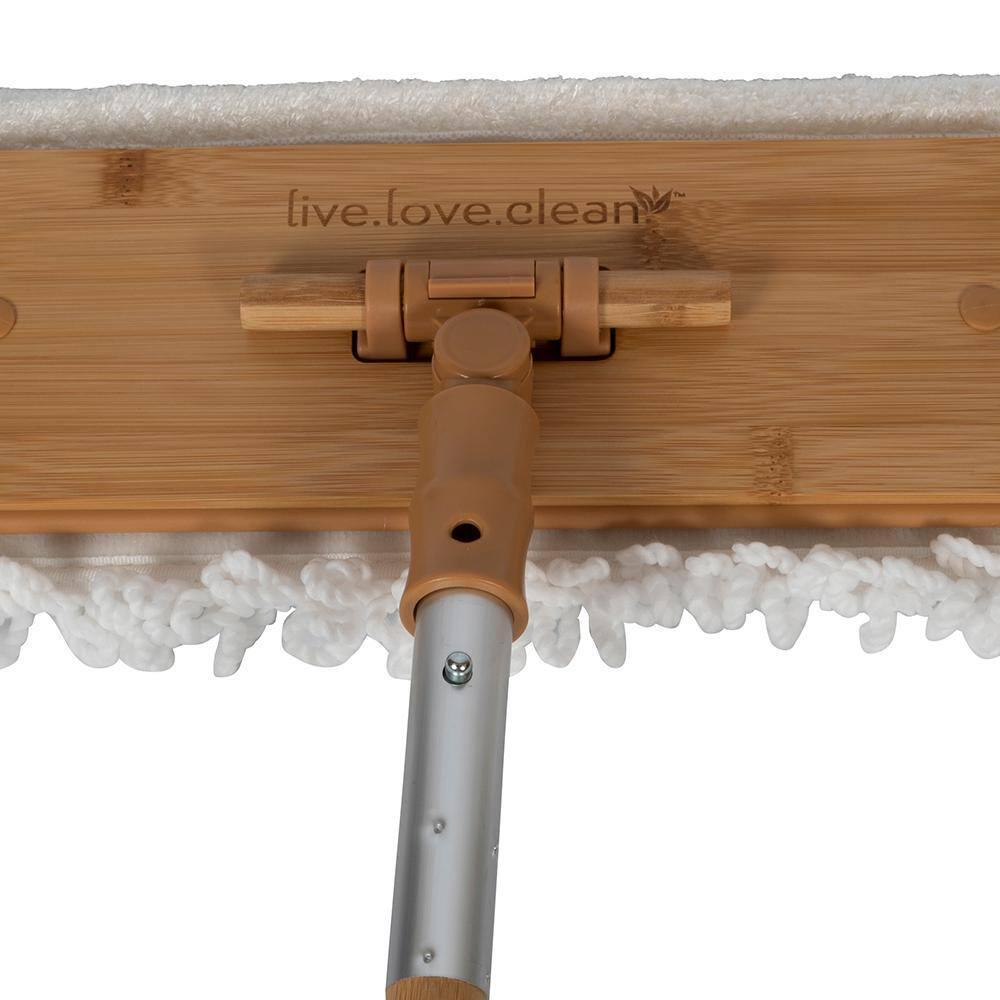 Harper Microfiber Flat Mop Bamboo Handle Hanging Loop Refill Pad 12.8 in. Wide