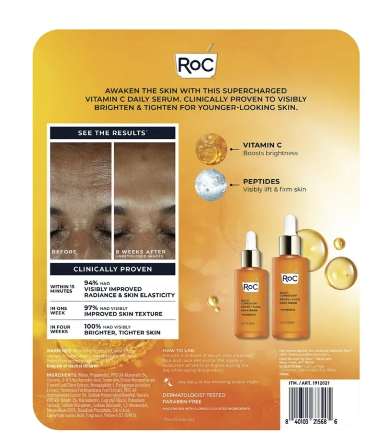 RoC Multi Correxion Revive and Glow Daily Vitamin C Serum Set, 1.0 FL OZ and 1