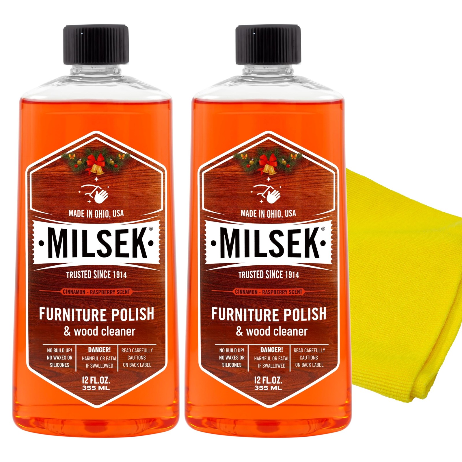 Furniture Polish Wood Cleaner Cinnamon Raspberry 12 Fl Oz 2 PCS Microfiber