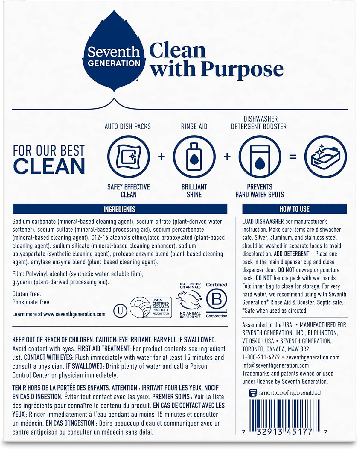 Dishwasher Detergent Packs Free & Clear Pack of 2 for Sparkling Dishes Dishwa…