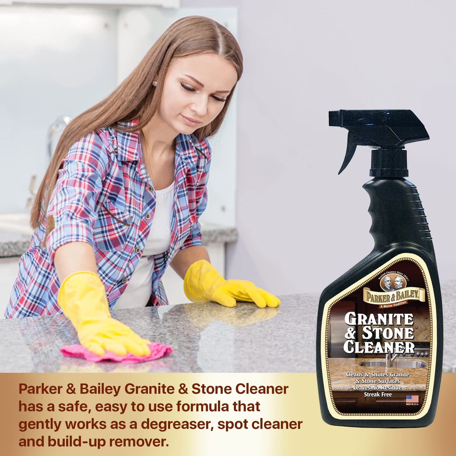 Granite & Stone Cleaner – Countertop Kitchen Island Cleaning Spray Marble Til…