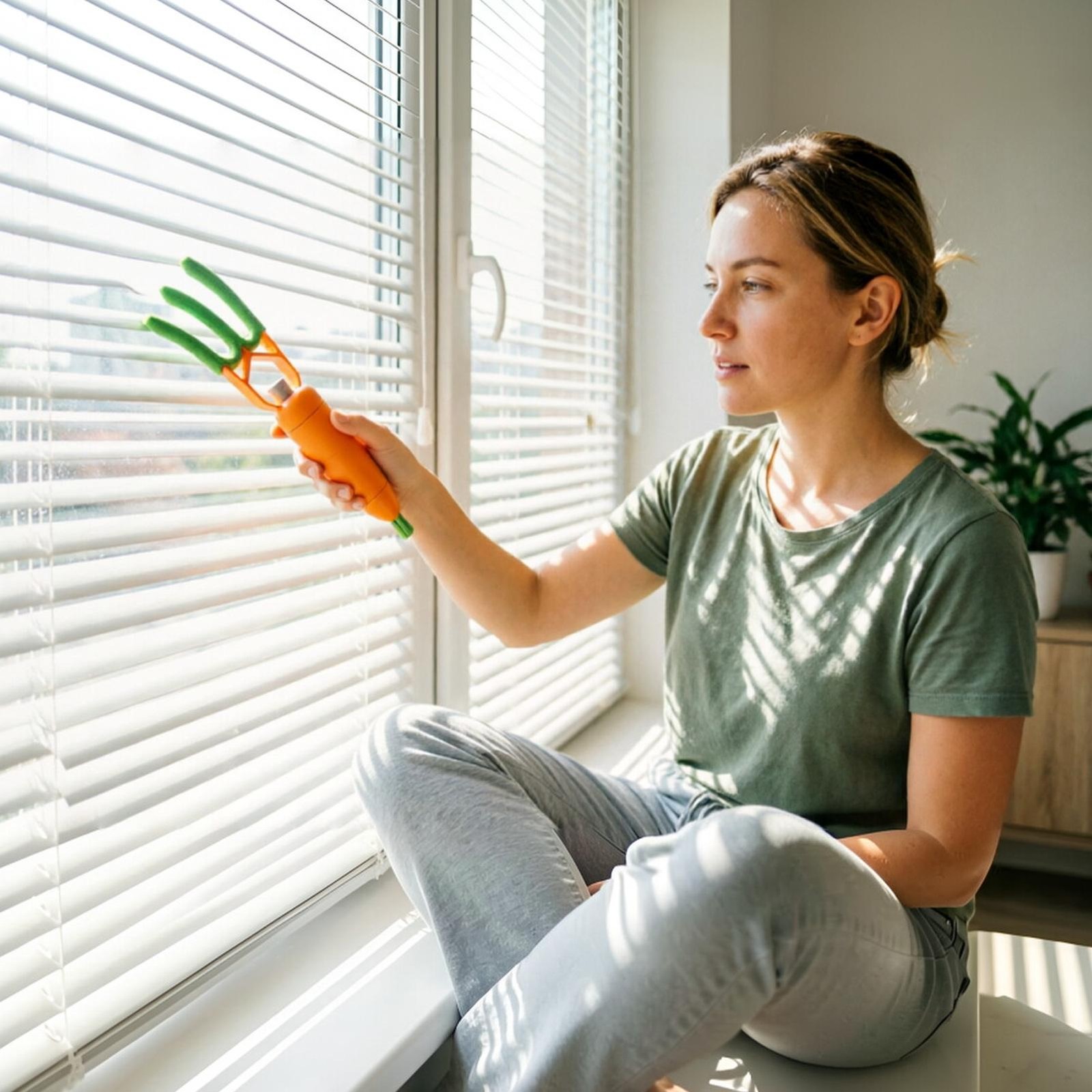 Carrot-Shaped Blind Cleaner Detachable with Microfiber Sleeve for Window AC Vent