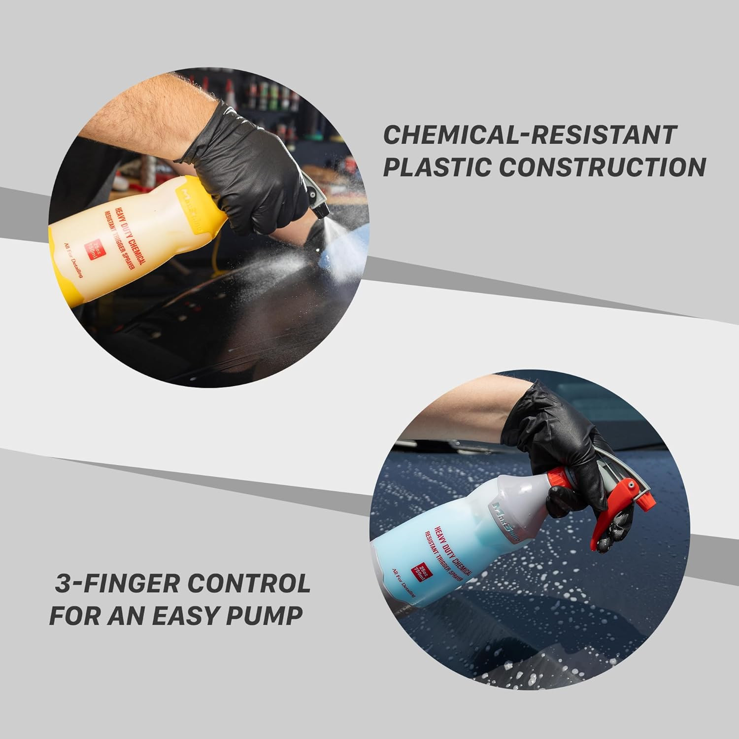 25Oz Heavy-Duty Spray Bottle (Black) | Chemical-Resistant Detailing Sprayer with