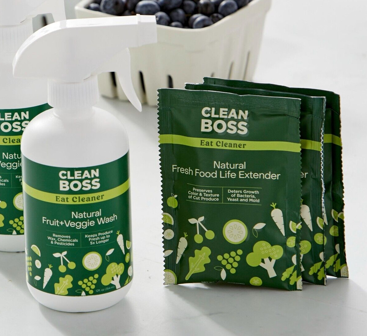 JOY Clean Boss Eat Cleaner Fruit & Veggie Natural Wash & Preserver 2-piece Set