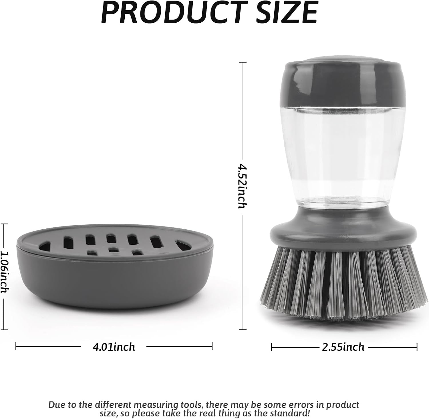 Kitchen Brush with Holder and Soap Dispensing Palm Brush Storage Set for Kitchen