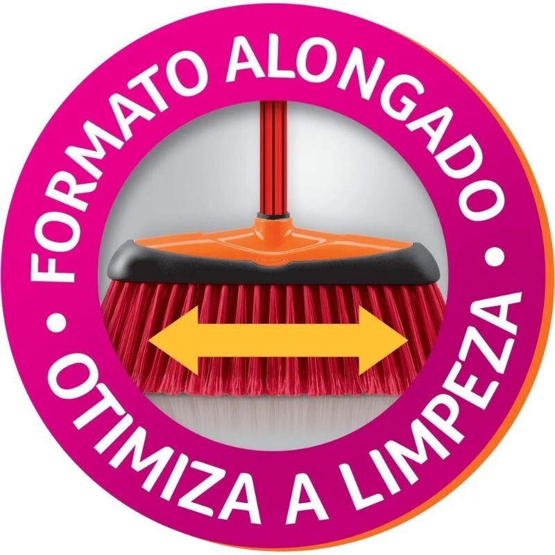 Heavy Duty Plastic Broom Large Sweeping Capacity Long Metal Handle Fine Bristles