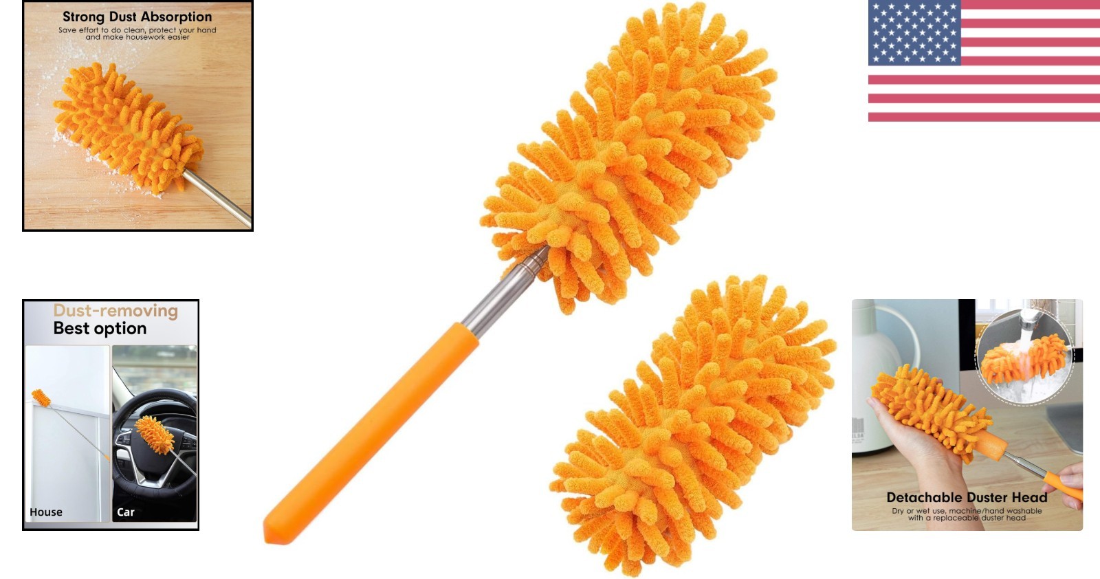 Extendable Microfiber Duster for Office, Car, Window, Furniture, Ceiling Fan