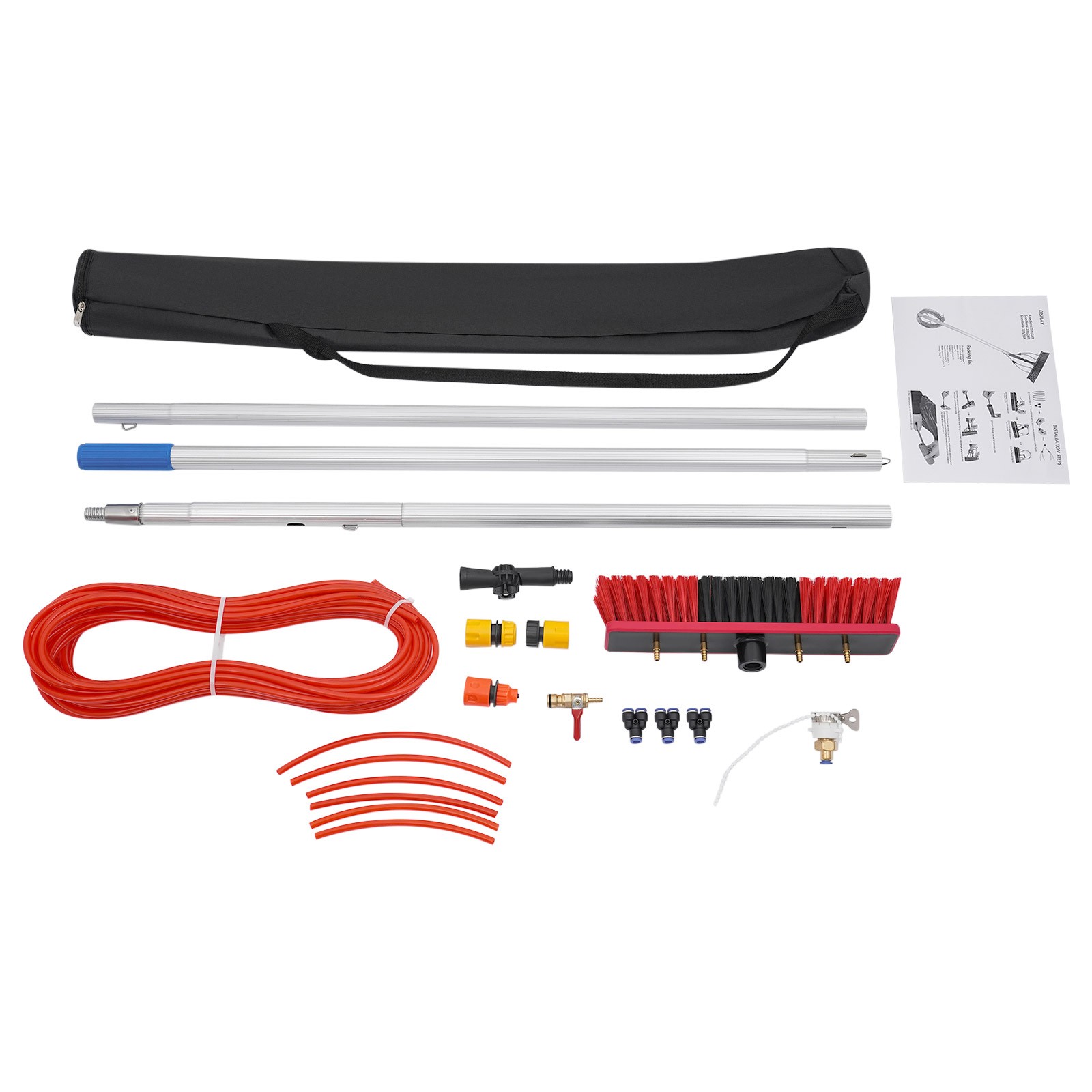Long Reach Solar Panel Cleaning Brush Kit Outdoor Window Clean Water-Fed Rod Set